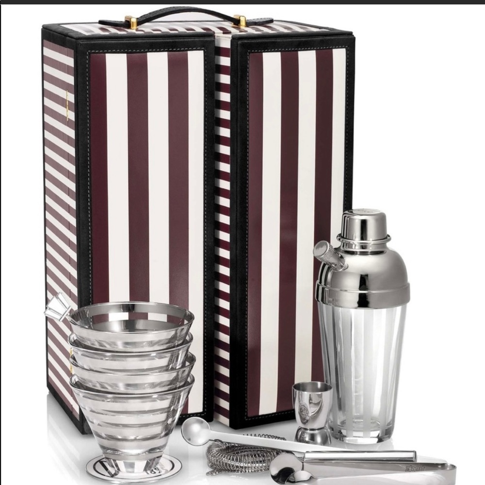 Henri Bendel Leather Martini Cocktail Set collectible! RARE authentic!! RARE !!